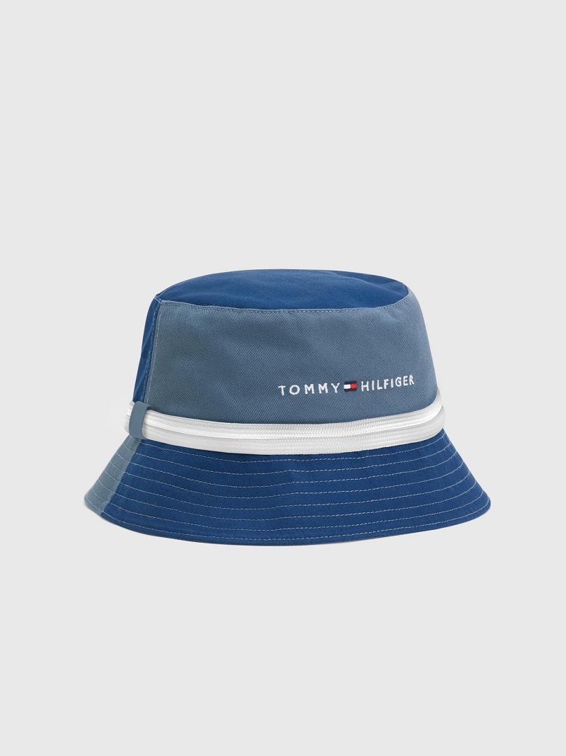 Férfi Tommy Hilfiger Logo Bucket HATS Szürke Kék | HU 1516ILH